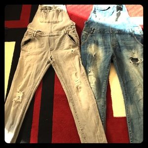 Skinny Ripped Jean Overalls